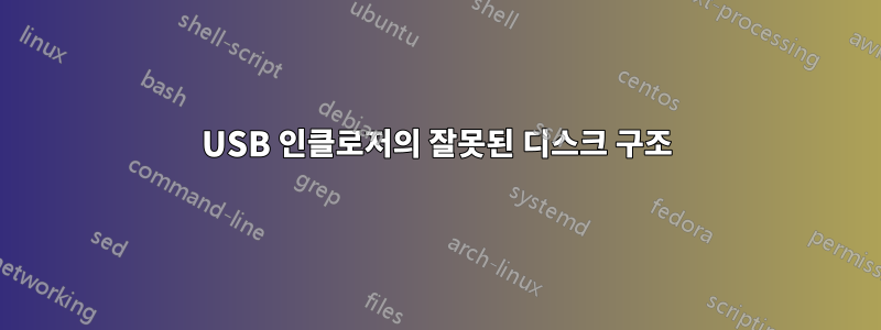 USB 인클로저의 잘못된 디스크 구조