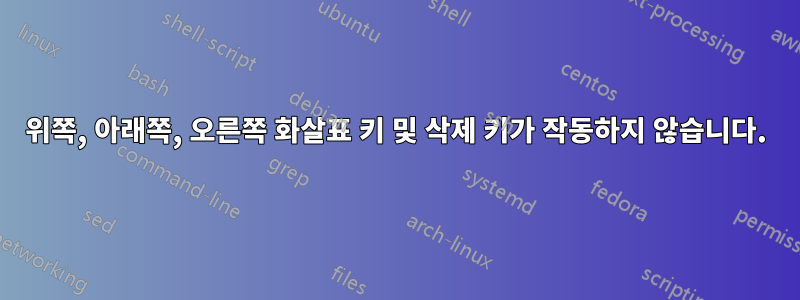 위쪽, 아래쪽, 오른쪽 화살표 키 및 삭제 키가 작동하지 않습니다.