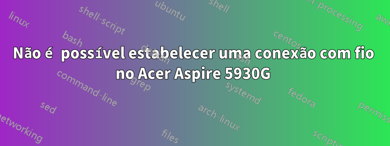 Não é possível estabelecer uma conexão com fio no Acer Aspire 5930G