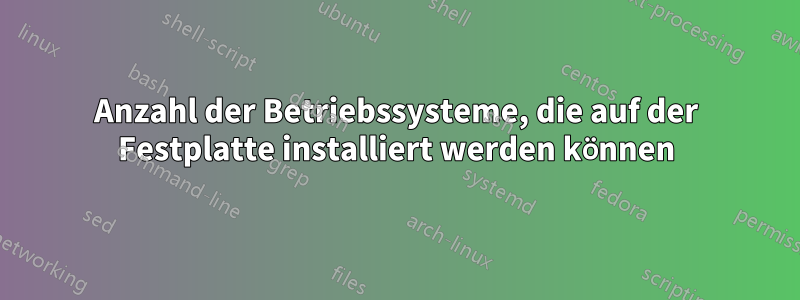 Anzahl der Betriebssysteme, die auf der Festplatte installiert werden können