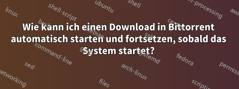 Wie kann ich einen Download in Bittorrent automatisch starten und fortsetzen, sobald das System startet?