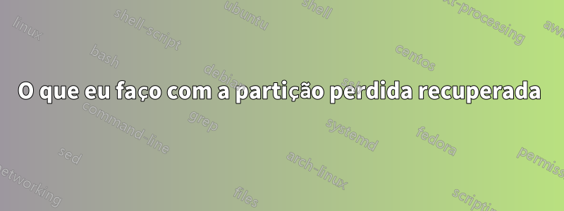 O que eu faço com a partição perdida recuperada