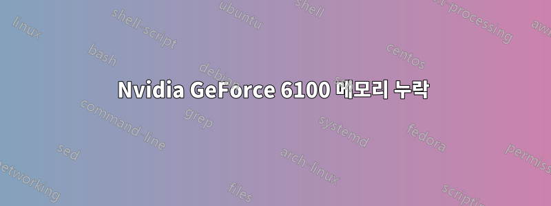 Nvidia GeForce 6100 메모리 누락