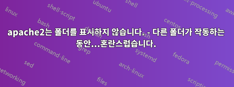 apache2는 폴더를 표시하지 않습니다. - 다른 폴더가 작동하는 동안...혼란스럽습니다.