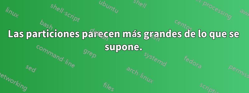 Las particiones parecen más grandes de lo que se supone.