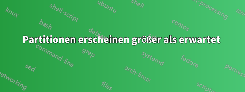 Partitionen erscheinen größer als erwartet