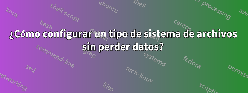 ¿Cómo configurar un tipo de sistema de archivos sin perder datos?