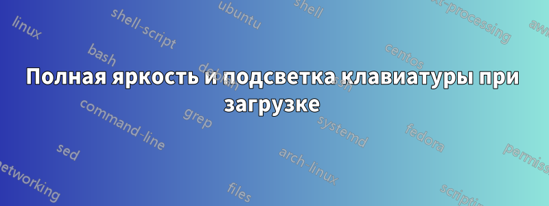 Полная яркость и подсветка клавиатуры при загрузке