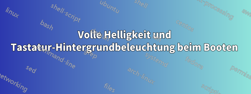 Volle Helligkeit und Tastatur-Hintergrundbeleuchtung beim Booten