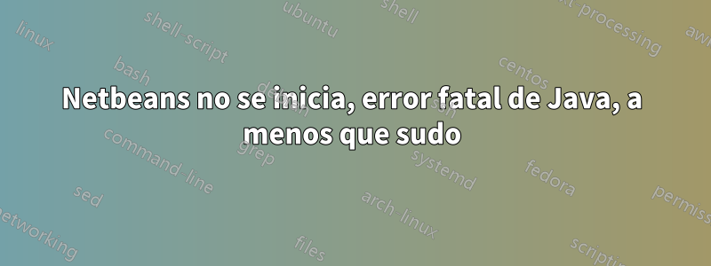 Netbeans no se inicia, error fatal de Java, a menos que sudo