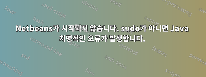 Netbeans가 시작되지 않습니다. sudo가 아니면 Java 치명적인 오류가 발생합니다.