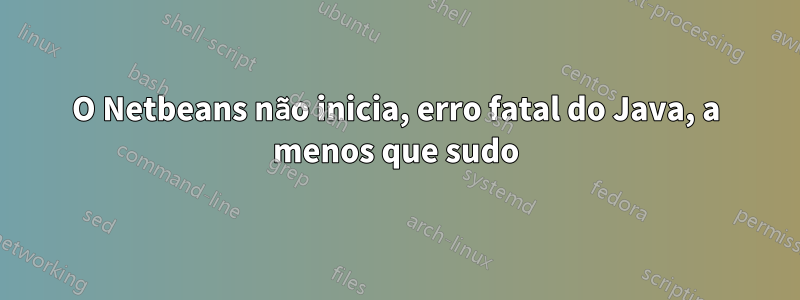 O Netbeans não inicia, erro fatal do Java, a menos que sudo