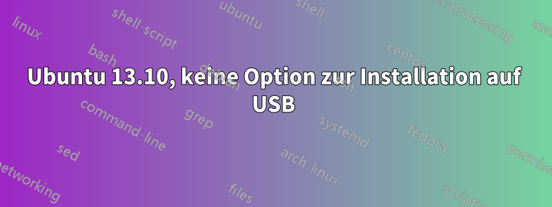 Ubuntu 13.10, keine Option zur Installation auf USB