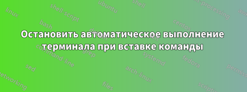 Остановить автоматическое выполнение терминала при вставке команды