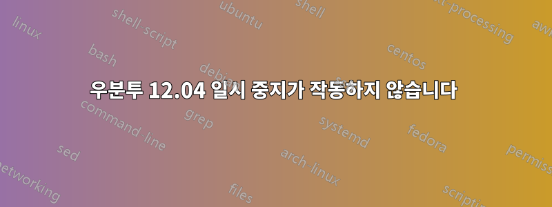 우분투 12.04 일시 중지가 작동하지 않습니다