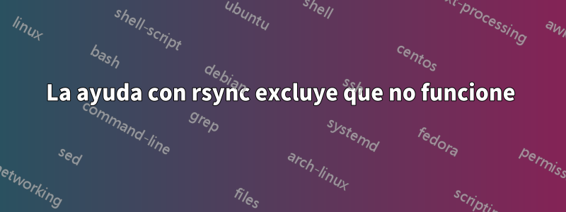 La ayuda con rsync excluye que no funcione