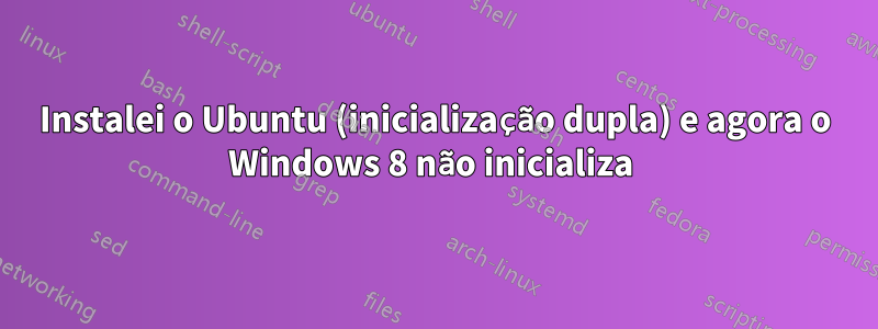 Instalei o Ubuntu (inicialização dupla) e agora o Windows 8 não inicializa 