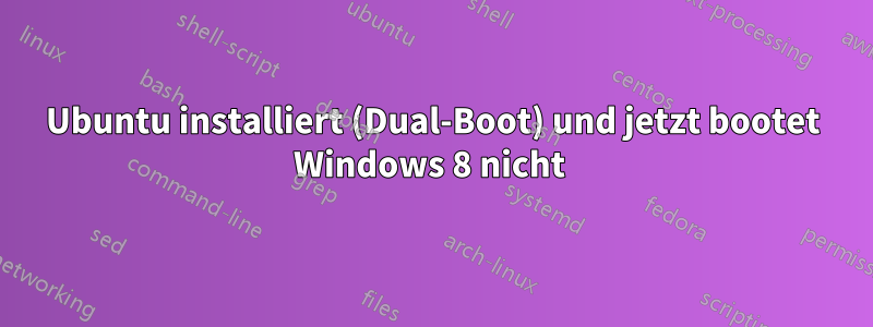 Ubuntu installiert (Dual-Boot) und jetzt bootet Windows 8 nicht 