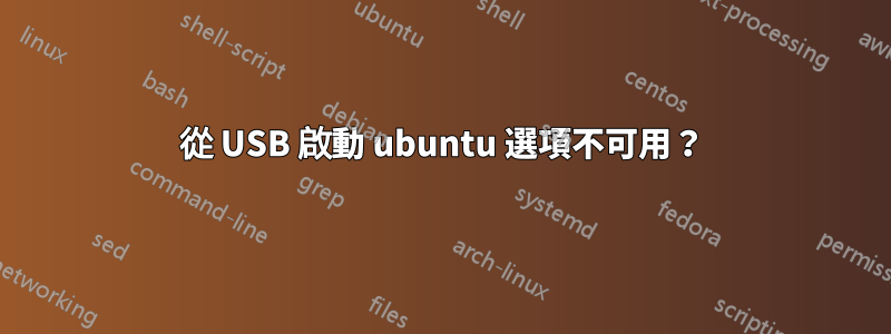 從 USB 啟動 ubuntu 選項不可用？