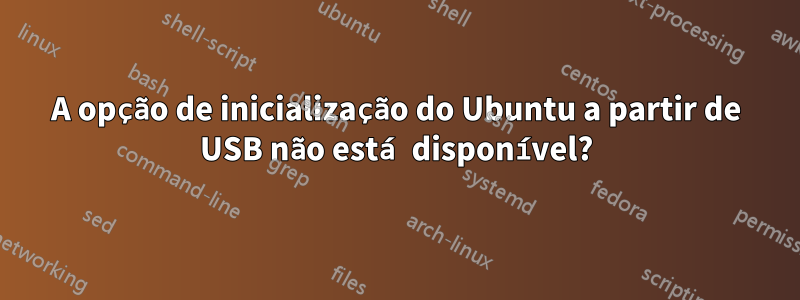 A opção de inicialização do Ubuntu a partir de USB não está disponível?