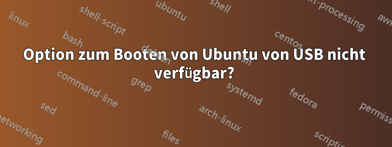 Option zum Booten von Ubuntu von USB nicht verfügbar?