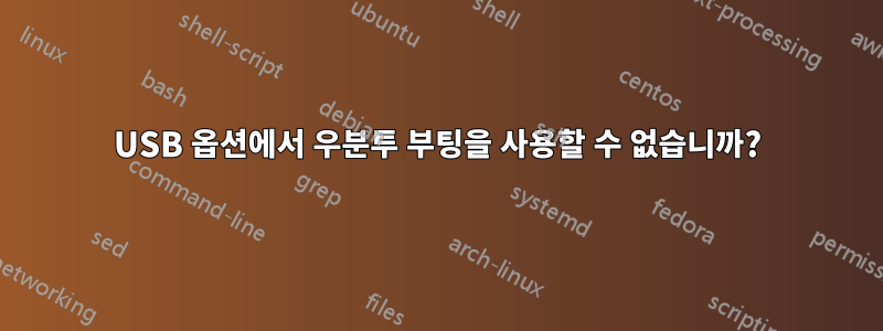 USB 옵션에서 우분투 부팅을 사용할 수 없습니까?