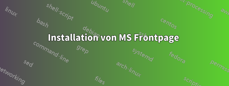 Installation von MS Frontpage