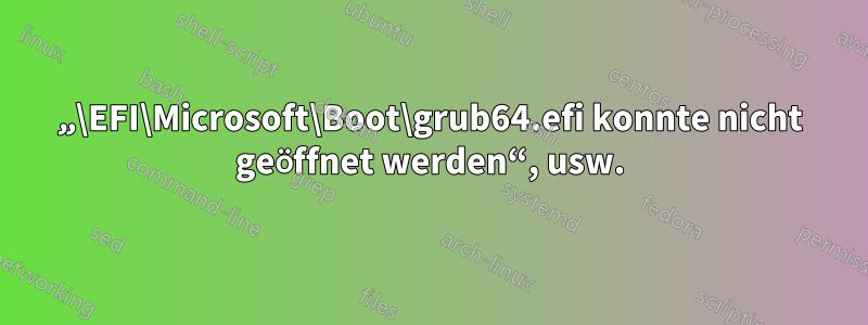 „\EFI\Microsoft\Boot\grub64.efi konnte nicht geöffnet werden“, usw.