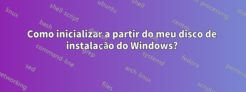 Como inicializar a partir do meu disco de instalação do Windows?