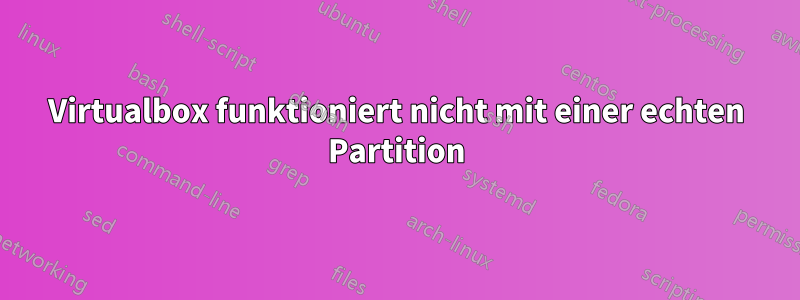 Virtualbox funktioniert nicht mit einer echten Partition