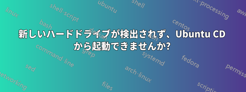 新しいハードドライブが検出されず、Ubuntu CD から起動できませんか?