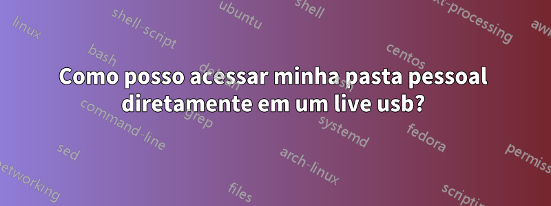 Como posso acessar minha pasta pessoal diretamente em um live usb?