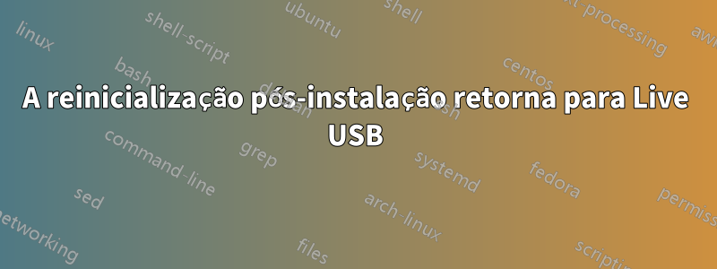 A reinicialização pós-instalação retorna para Live USB