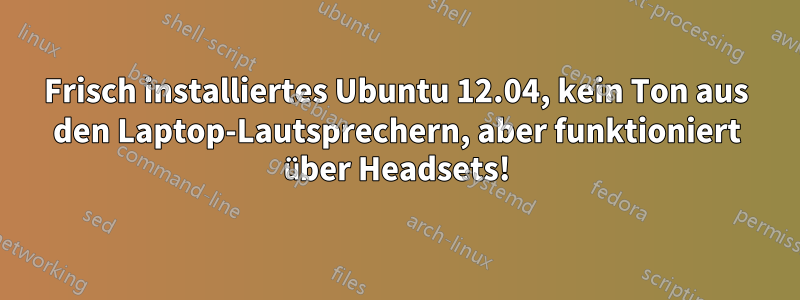 Frisch installiertes Ubuntu 12.04, kein Ton aus den Laptop-Lautsprechern, aber funktioniert über Headsets!