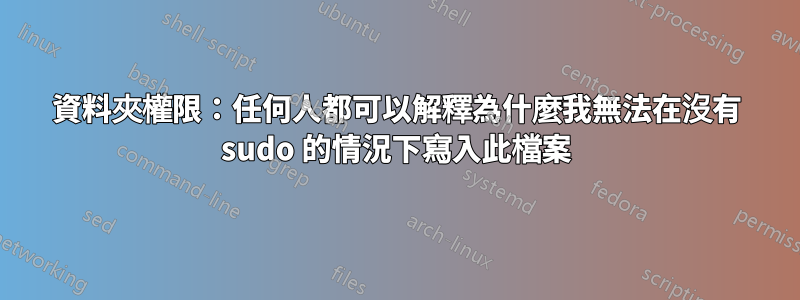 資料夾權限：任何人都可以解釋為什麼我無法在沒有 sudo 的情況下寫入此檔案