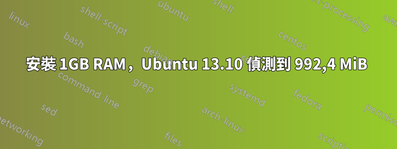 安裝 1GB RAM，Ubuntu 13.10 偵測到 992,4 MiB