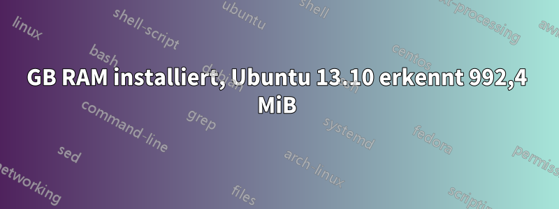 1GB RAM installiert, Ubuntu 13.10 erkennt 992,4 MiB