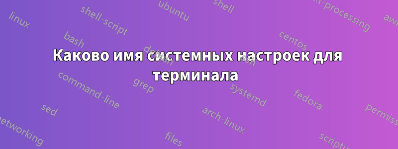 Каково имя системных настроек для терминала 