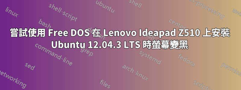 嘗試使用 Free DOS 在 Lenovo Ideapad Z510 上安裝 Ubuntu 12.04.3 LTS 時螢幕變黑