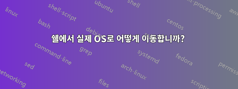 쉘에서 실제 OS로 어떻게 이동합니까?