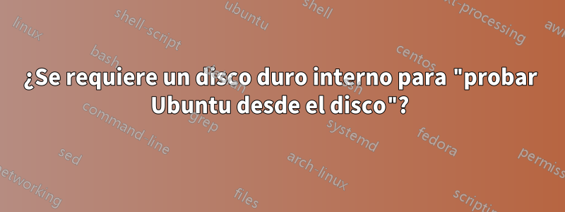 ¿Se requiere un disco duro interno para "probar Ubuntu desde el disco"?