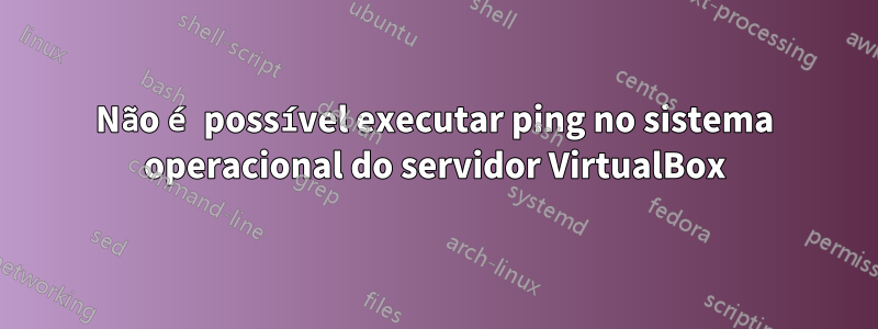 Não é possível executar ping no sistema operacional do servidor VirtualBox