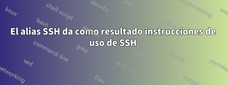 El alias SSH da como resultado instrucciones de uso de SSH