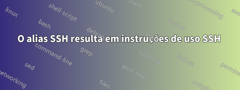 O alias SSH resulta em instruções de uso SSH