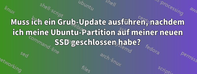 Muss ich ein Grub-Update ausführen, nachdem ich meine Ubuntu-Partition auf meiner neuen SSD geschlossen habe?