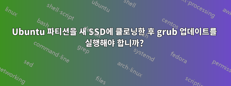 Ubuntu 파티션을 새 SSD에 클로닝한 후 grub 업데이트를 실행해야 합니까?