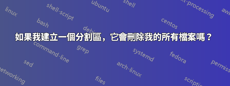 如果我建立一個分割區，它會刪除我的所有檔案嗎？