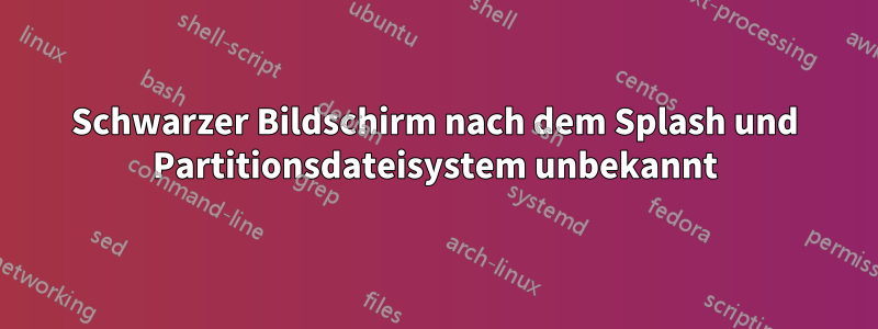 Schwarzer Bildschirm nach dem Splash und Partitionsdateisystem unbekannt