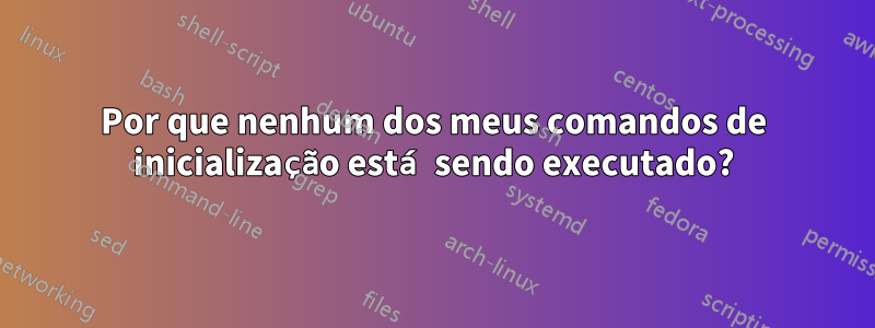 Por que nenhum dos meus comandos de inicialização está sendo executado?