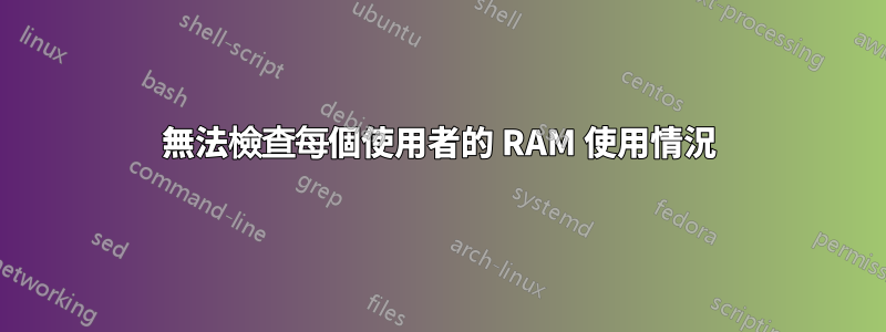 無法檢查每個使用者的 RAM 使用情況